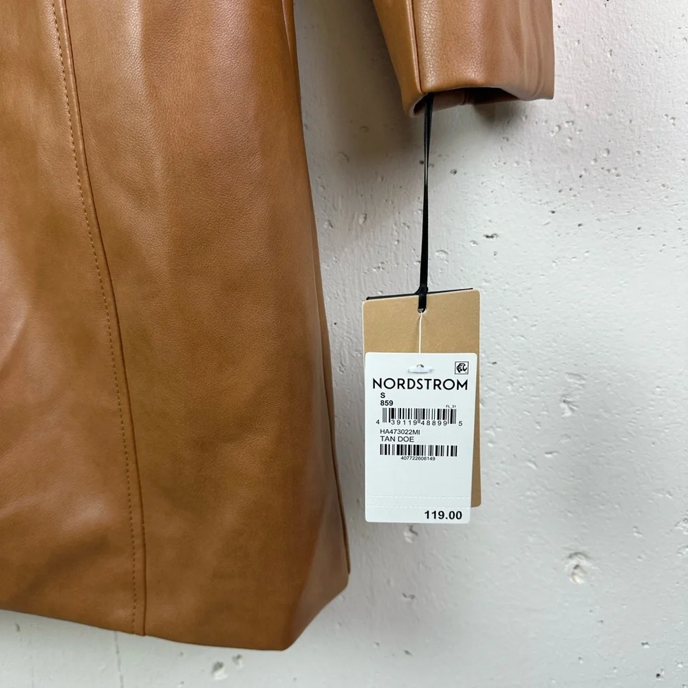 NWT Halogen Faux Leather Car Coat Cognac - Picture 5 of 9